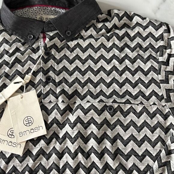 NWT Smash Long Sleeve Chevron Polo Sz. M - Picture 3 of 8
